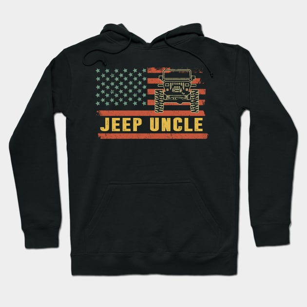 Jeep Uncle American Flag Jeep Vintage Jeep Father's Day Gift Jeep papa Hoodie by Oska Like